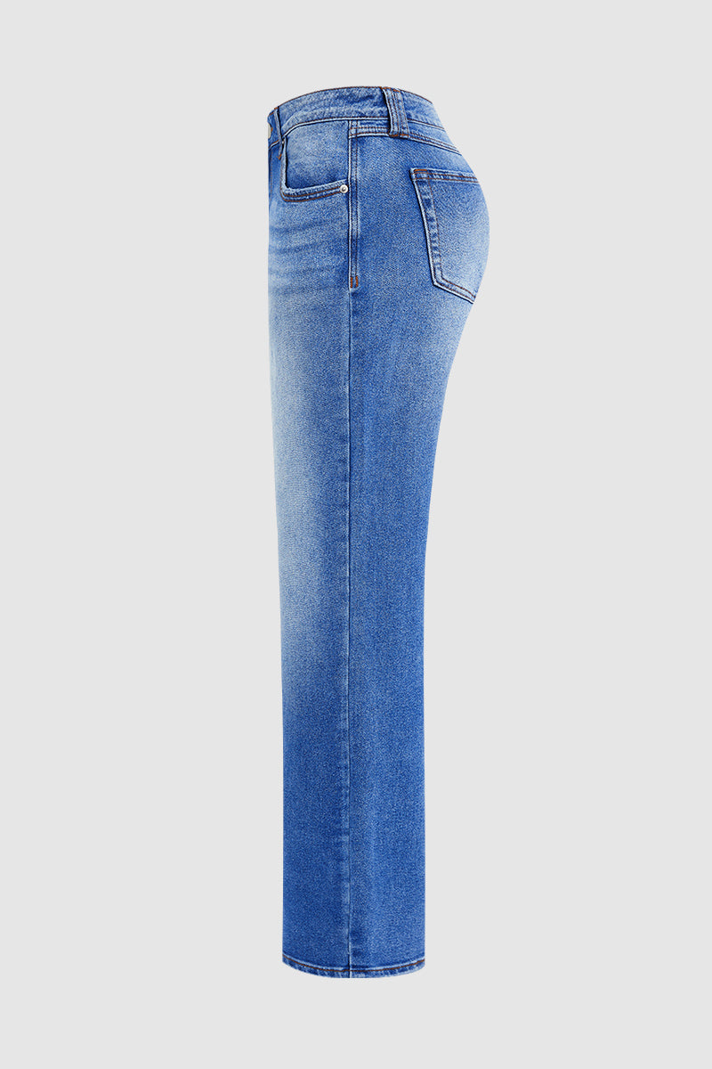 Denvara | Straight Cut Mid Rise Jeans