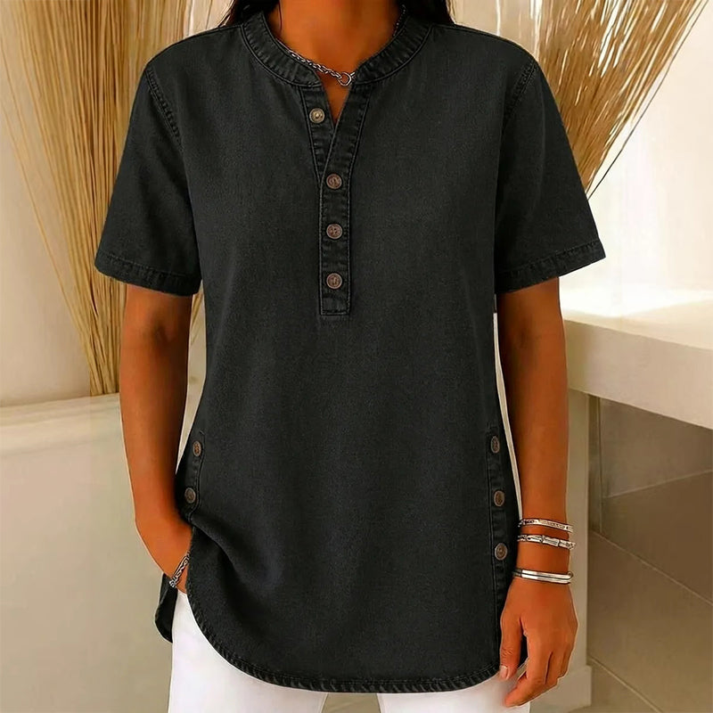 Yrsa – Luftiges Denimtop mit Knöpfen