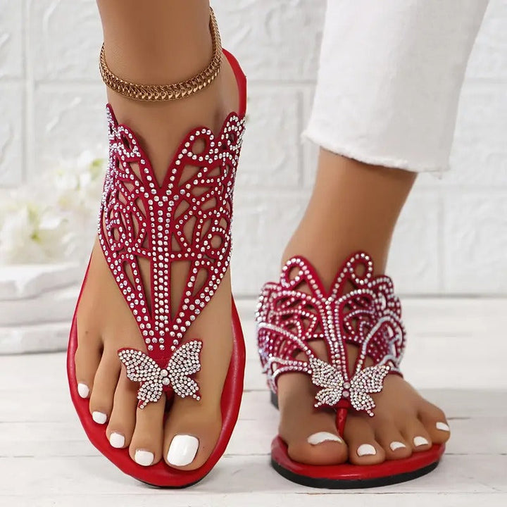 Rosalia - Elegante Ledersandalen mit Schmetterlingsverzierung