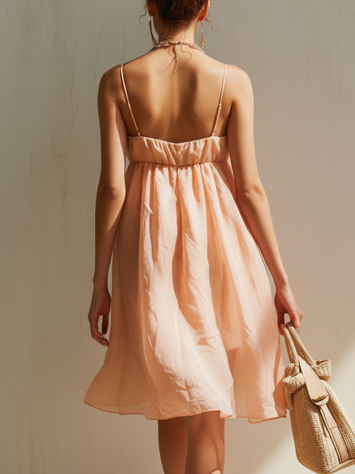 Rosa Minikleid aus Baumwolle mit 3D-Blumen