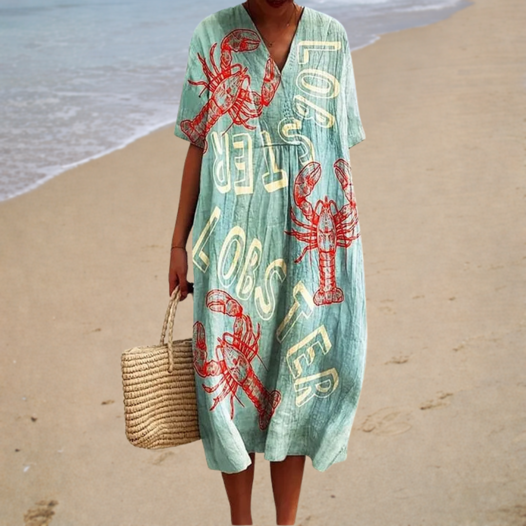 Océane | Langes Kleid mit Hummermotiv