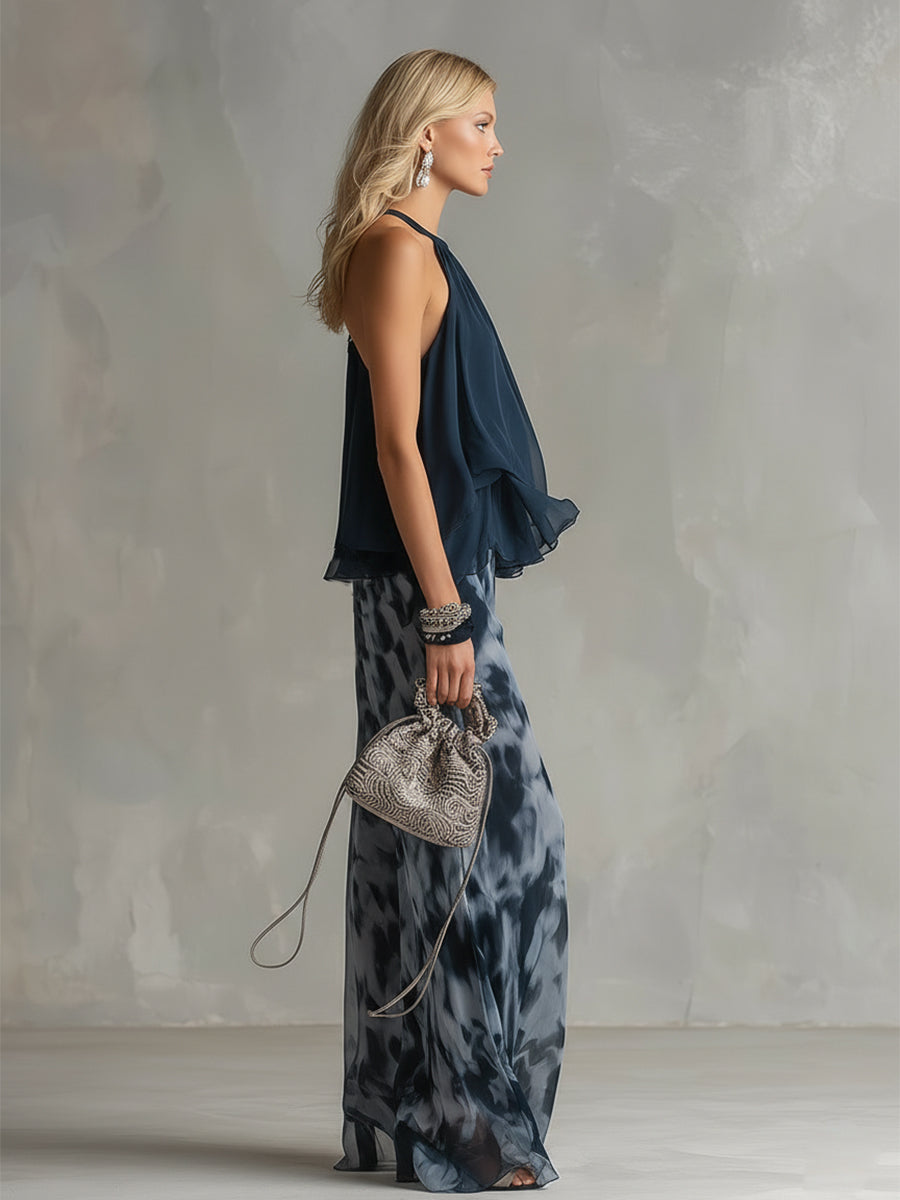 Élise | Elegantes und leichtes Set mit fließendem Oberteil und weit geschnittener Hose