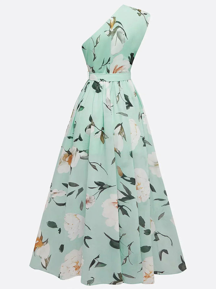 Julie | Chiffon Floral Chiffon Grün Chiffon Maxikleid