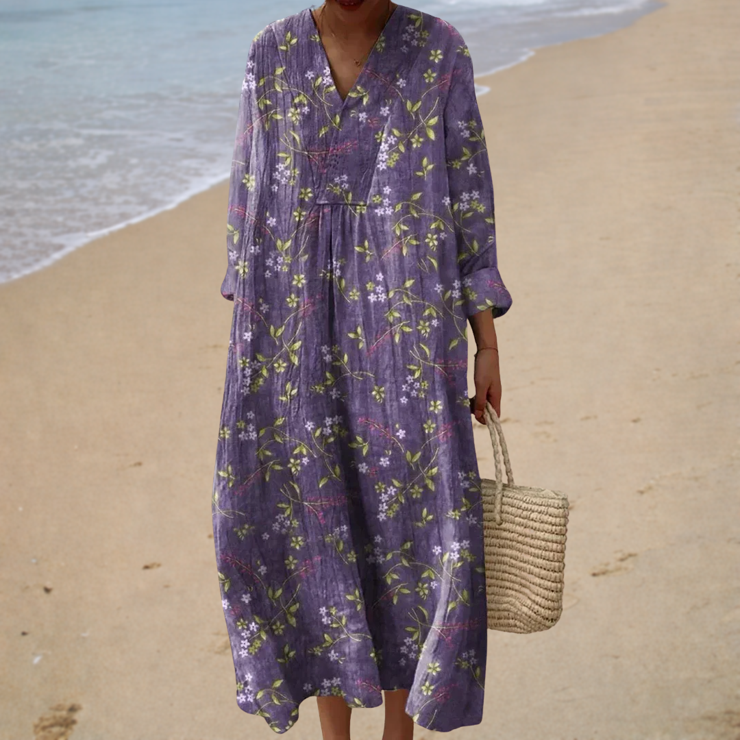Solène | Langes Kleid mit Blumenmuster