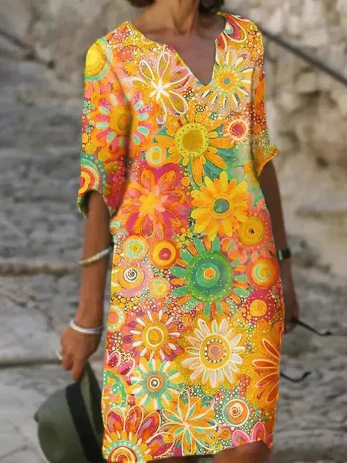 Annie | Midi-Kleid mit lebhaftem Blumenmuster