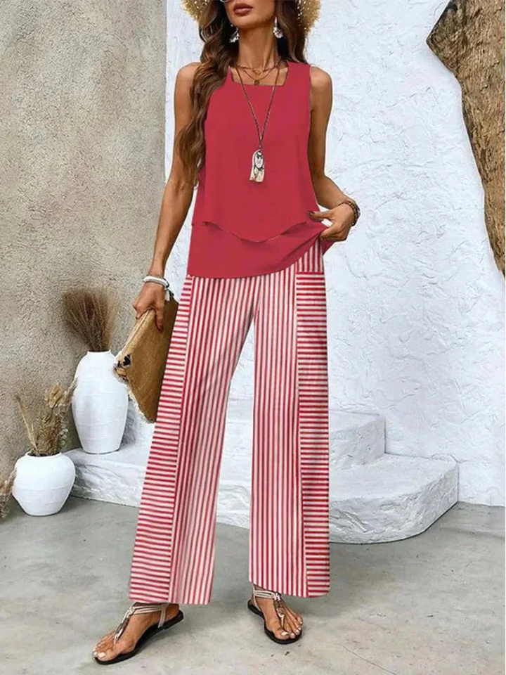 Ovelynra™ | Ärmelloses Oberteil und Hose mit weitem Bein Set