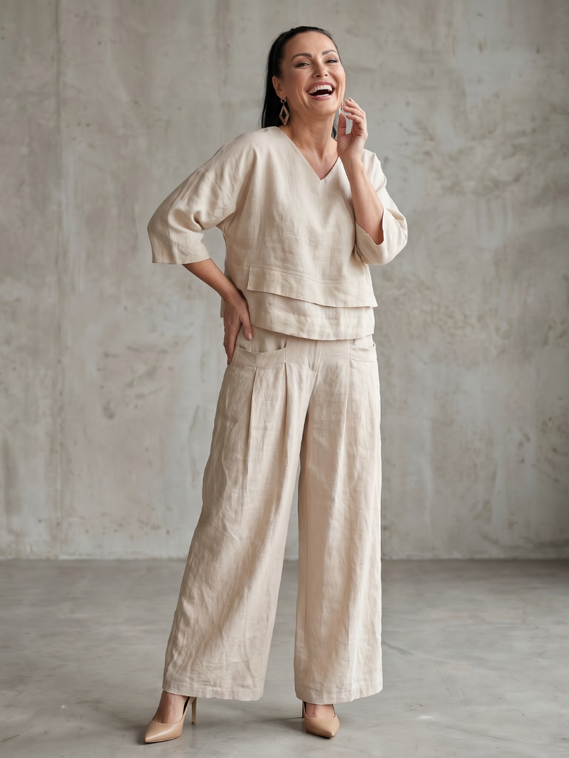 River | Set aus mehrlagigem Oberteil und Hose mit weitem Bein