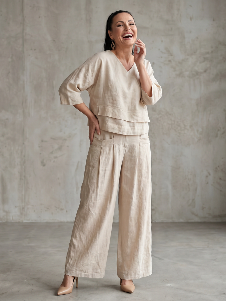 River | Set aus mehrlagigem Oberteil und Hose mit weitem Bein