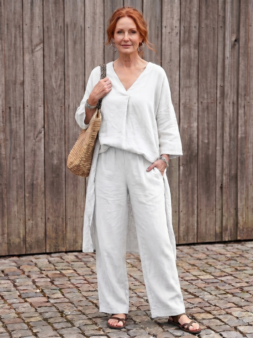 Onyx | Set aus locker sitzendem Tunika-Oberteil und Hose mit weitem Bein