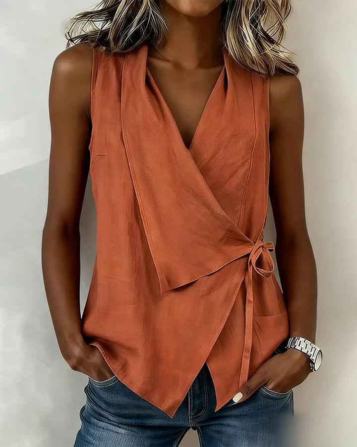 Baumwoll-Lino-Bonded Tank Top Unifarben