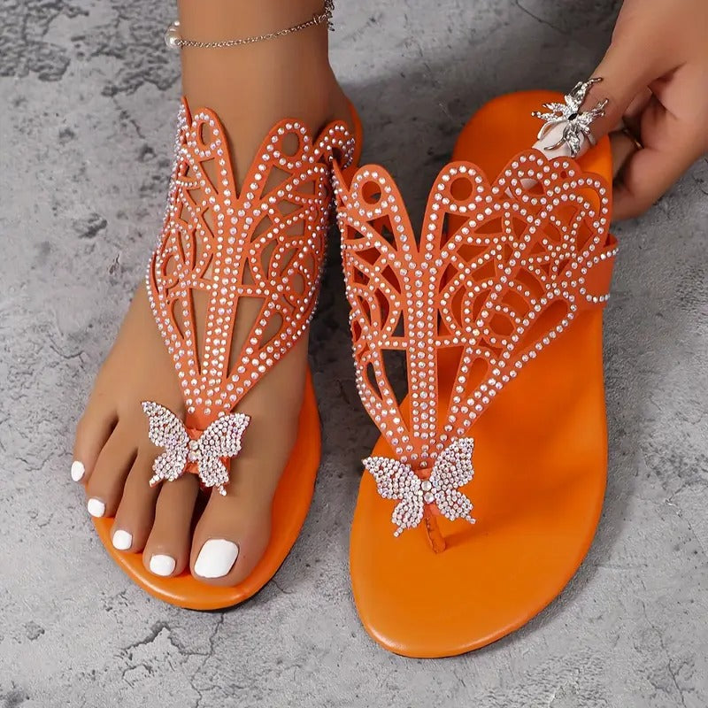 Rosalia - Elegante Ledersandalen mit Schmetterlingsverzierung