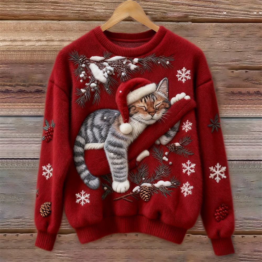 Layla | Kuscheliger &amp; Festlicher Winterpullover mit Katze