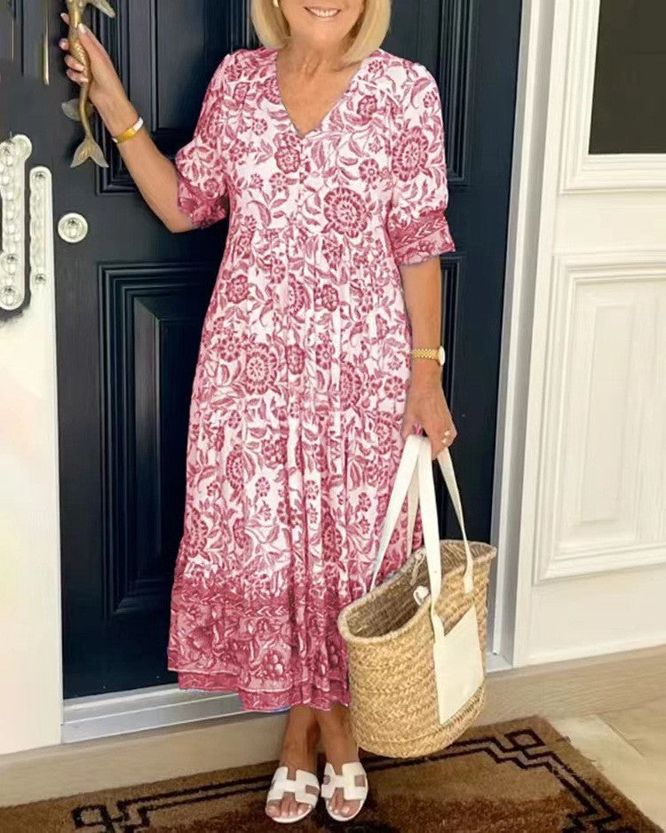 Candice | Elegantes Oberteil mit V-Ausschnitt und Blumenmuster