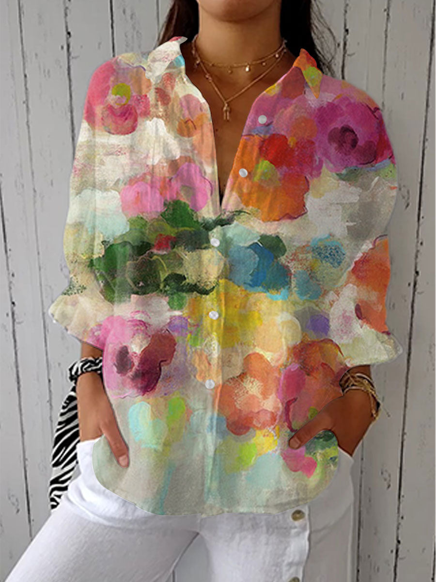 Caroline – Bluse mit Blumenmuster im Aquarellstil