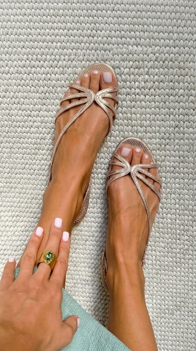 Sandalen mit Riemchen  in Metallic-Optik
