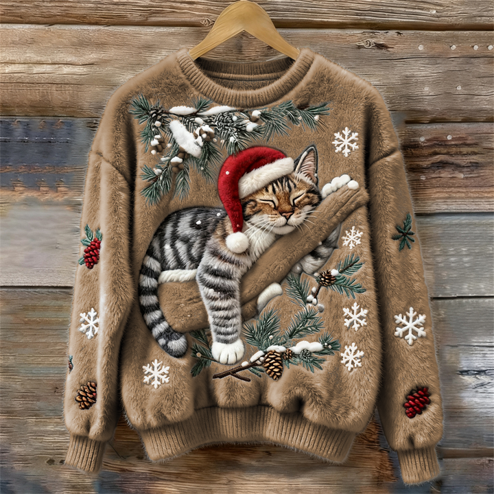Layla | Kuscheliger &amp; Festlicher Winterpullover mit Katze