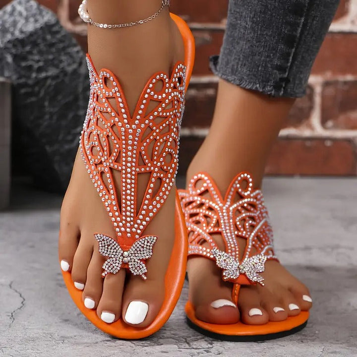 Rosalia - Elegante Ledersandalen mit Schmetterlingsverzierung