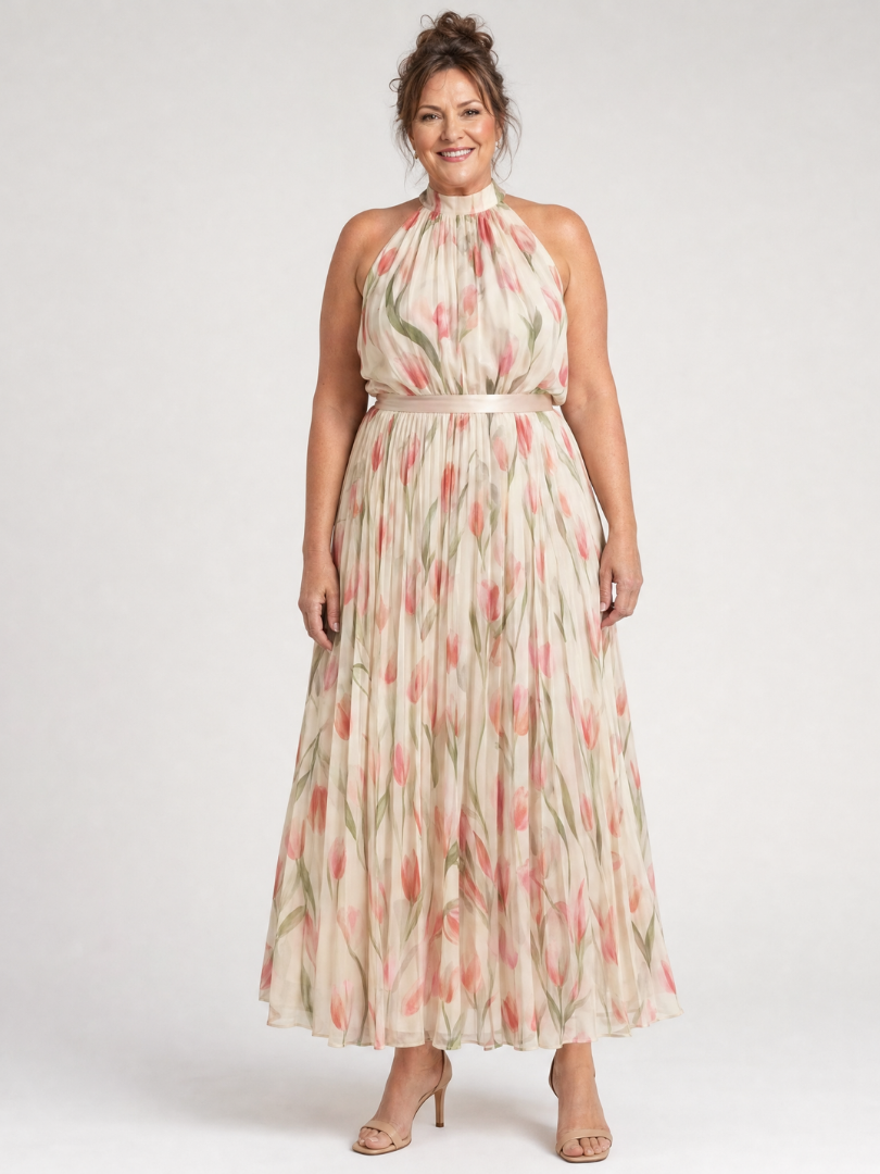 Aurelle | Neckholder Floral Midikleid
