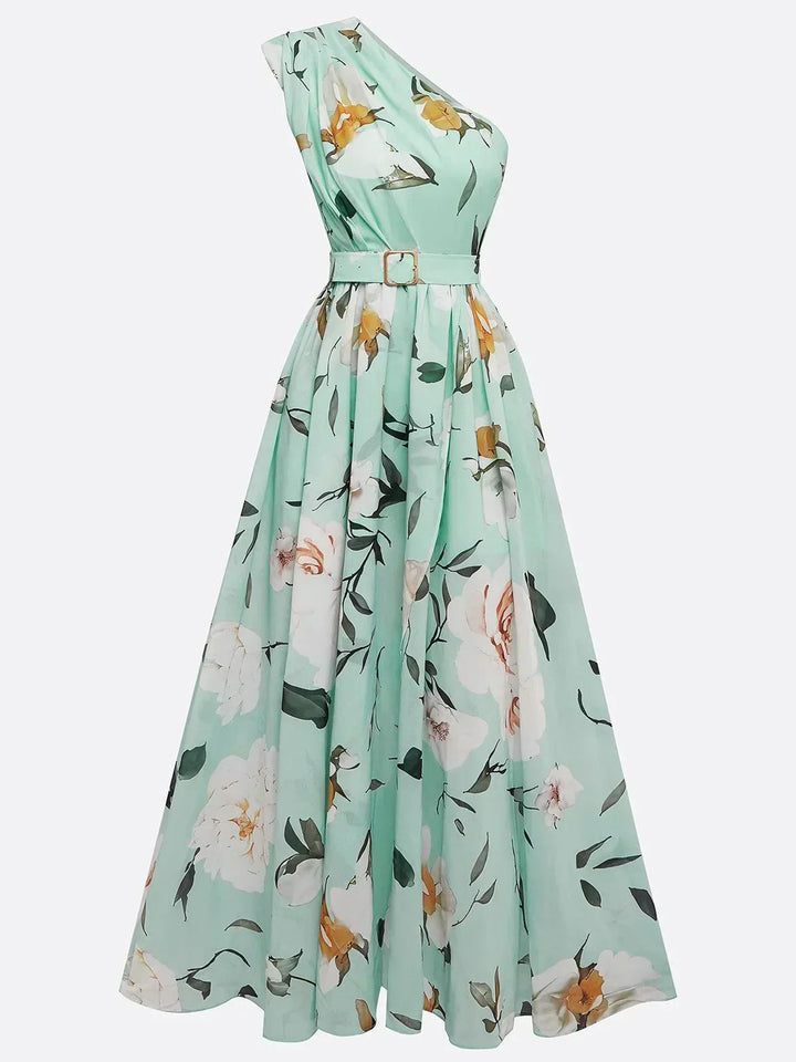 Julie | Chiffon Floral Chiffon Grün Chiffon Maxikleid