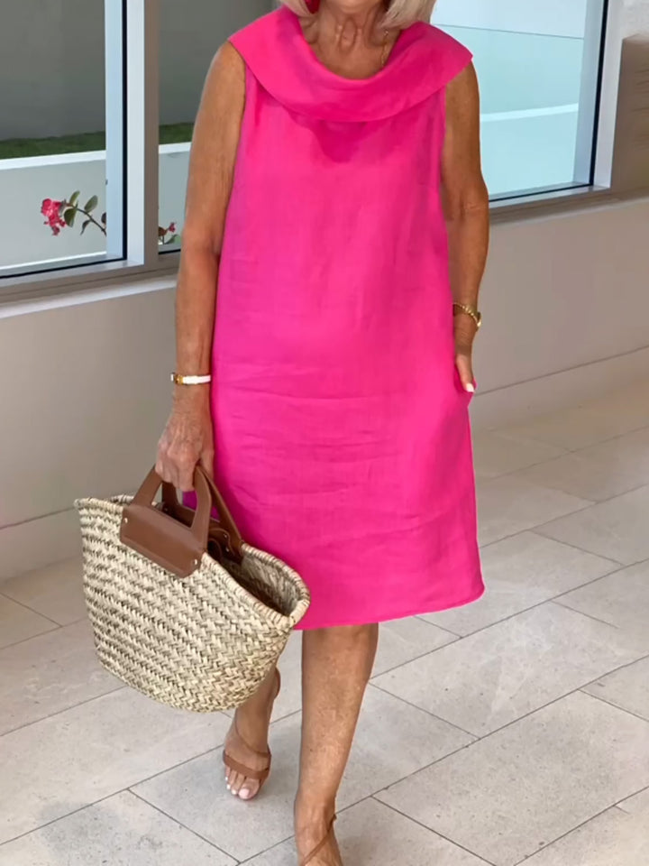 Liora – Elegantes Leinenkleid mit raffiniertem Kragen