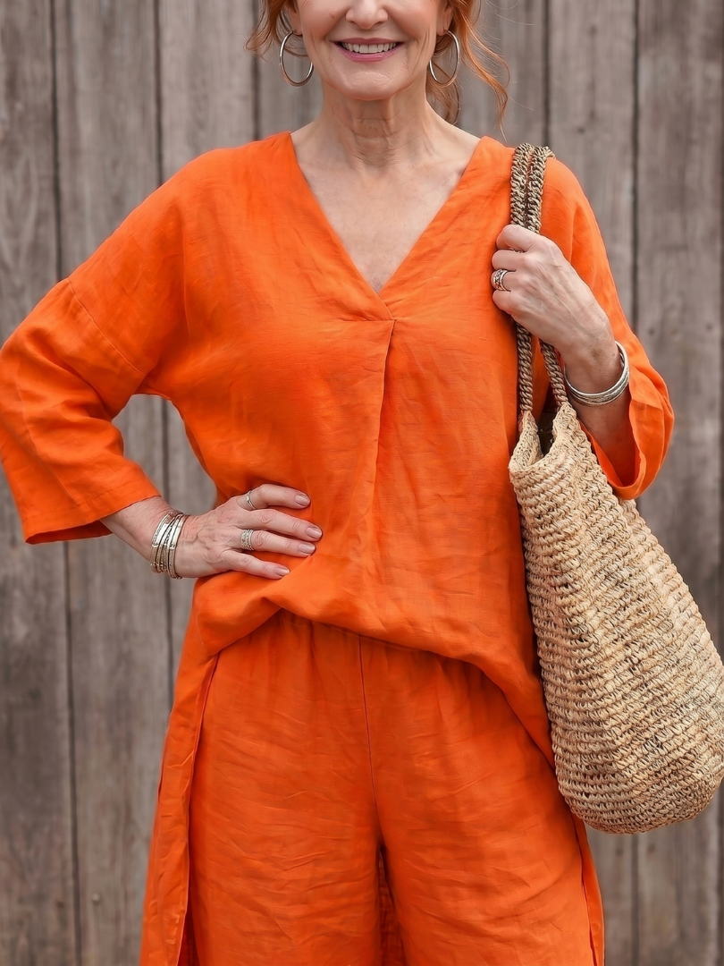 Onyx | Set aus locker sitzendem Tunika-Oberteil und Hose mit weitem Bein