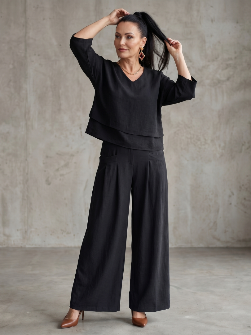River | Set aus mehrlagigem Oberteil und Hose mit weitem Bein