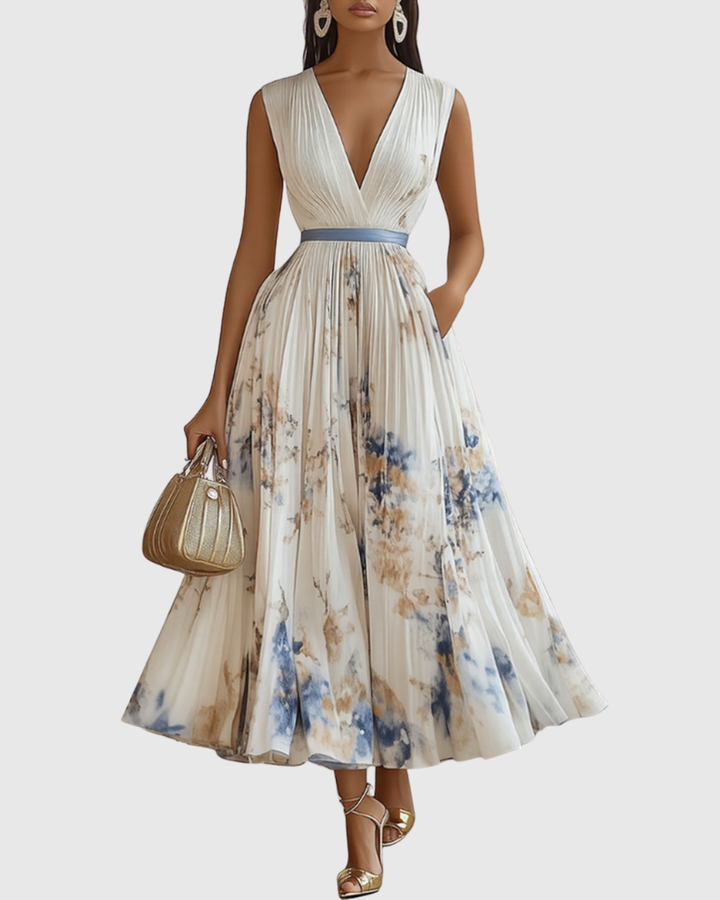 Rowella | Elegantes plissiertes Maxikleid