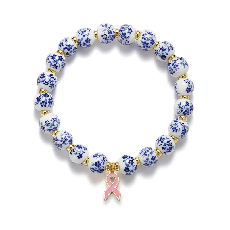 Pink Ribbon &amp; Floral Bracelet | Unterstütze den Kampf gegen Brustkrebs (1+1 GRATIS)
