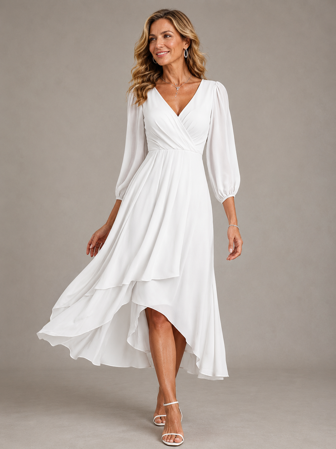 Mia™ | Elegantes langes Kleid mit V-Ausschnitt