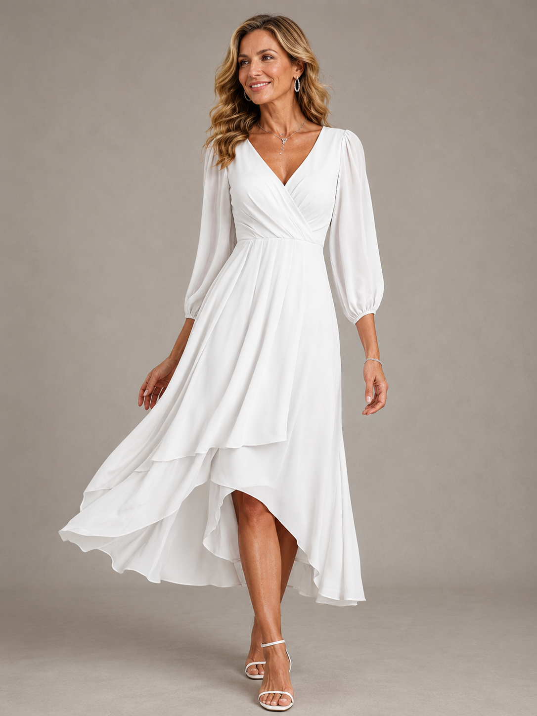 Mia™ | Elegantes langes Kleid mit V-Ausschnitt
