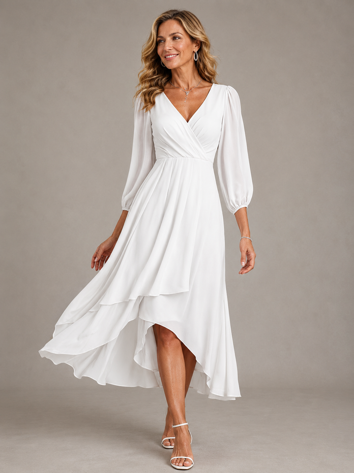 Mia™ | Elegantes langes Kleid mit V-Ausschnitt