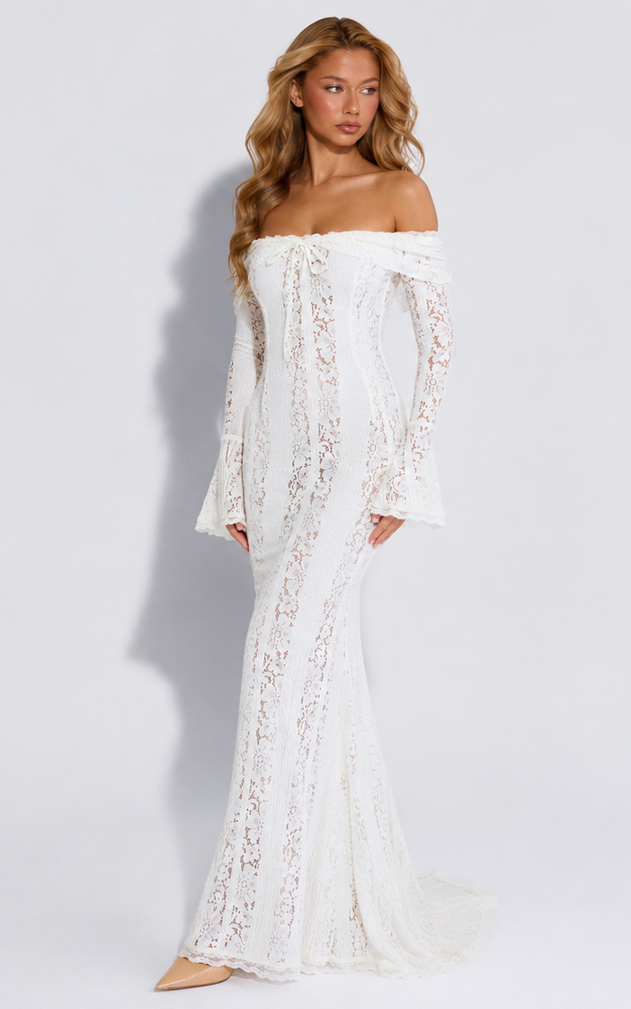Ätherisches Spitzenkleid Maxi