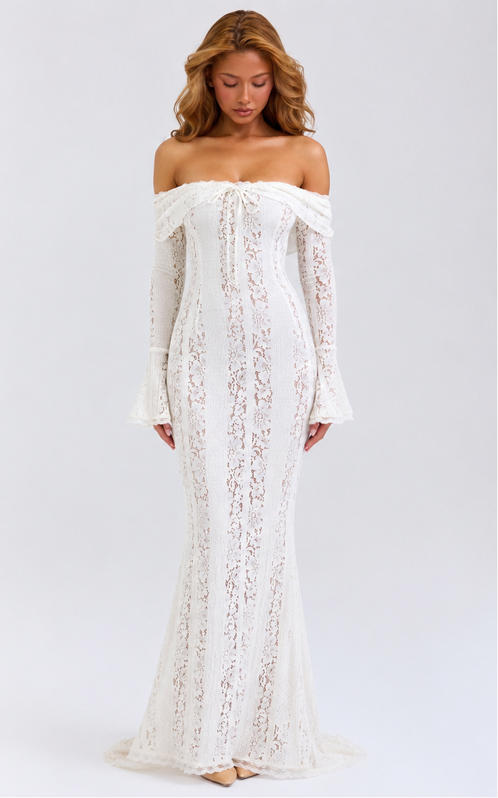 Ätherisches Spitzenkleid Maxi