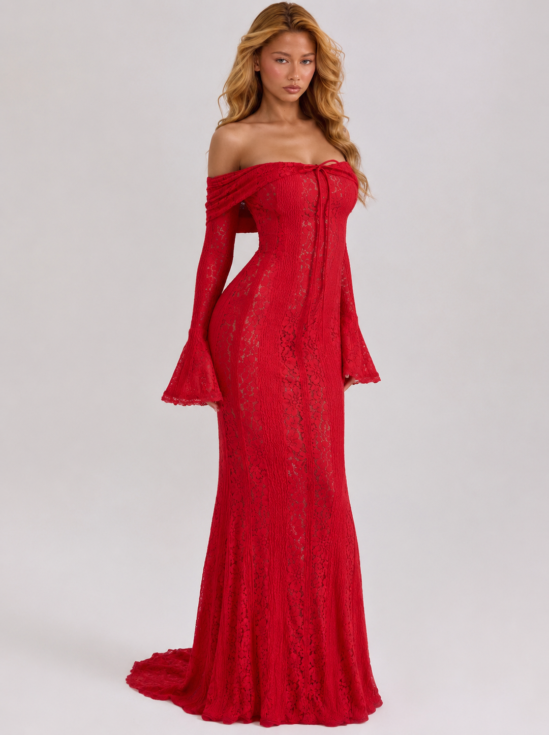 Ätherisches Spitzenkleid Maxi