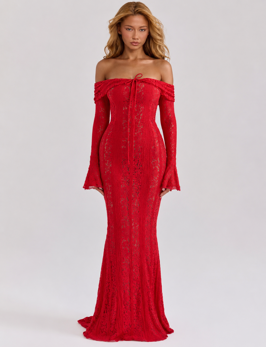 Ätherisches Spitzenkleid Maxi