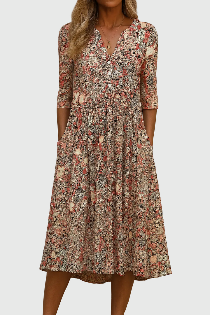 Harlow | Anmutiger V-Ausschnitt Eleganz Midikleid