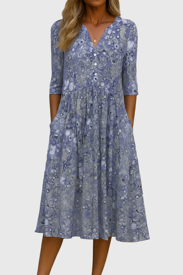 Harlow | Anmutiger V-Ausschnitt Eleganz Midikleid