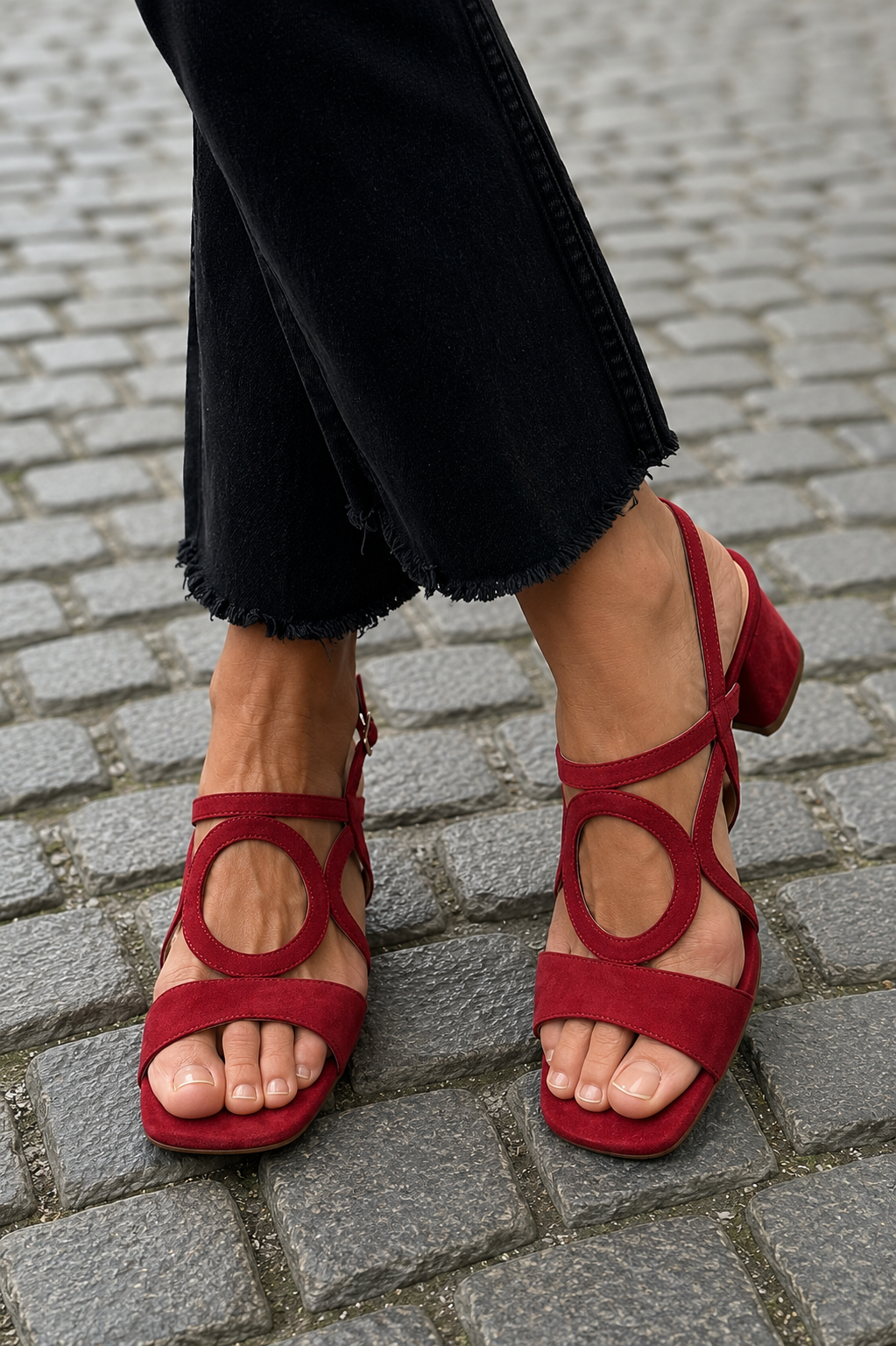 Sandalen mit eckiger Spitze und rundem Ausschnitt