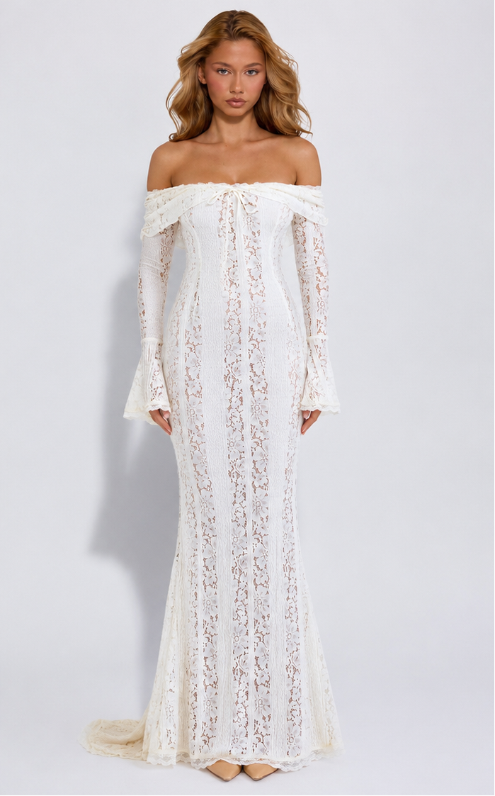 Ätherisches Spitzenkleid Maxi