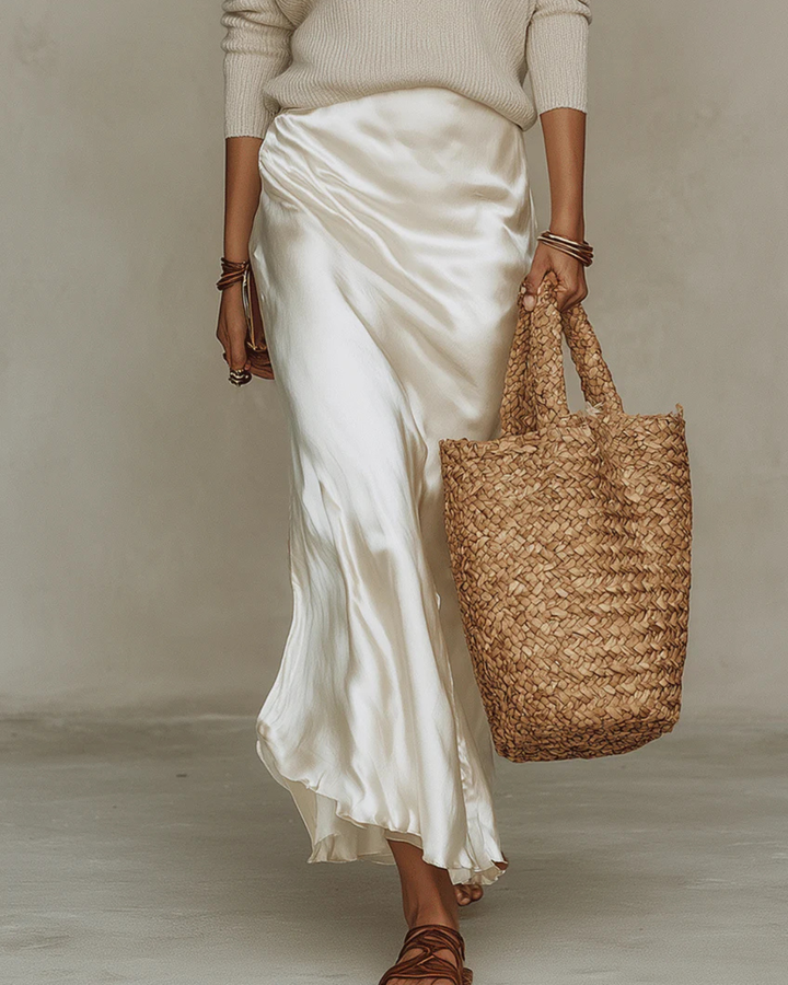 Elena - Midikleid aus Satin mit integriertem Pullover