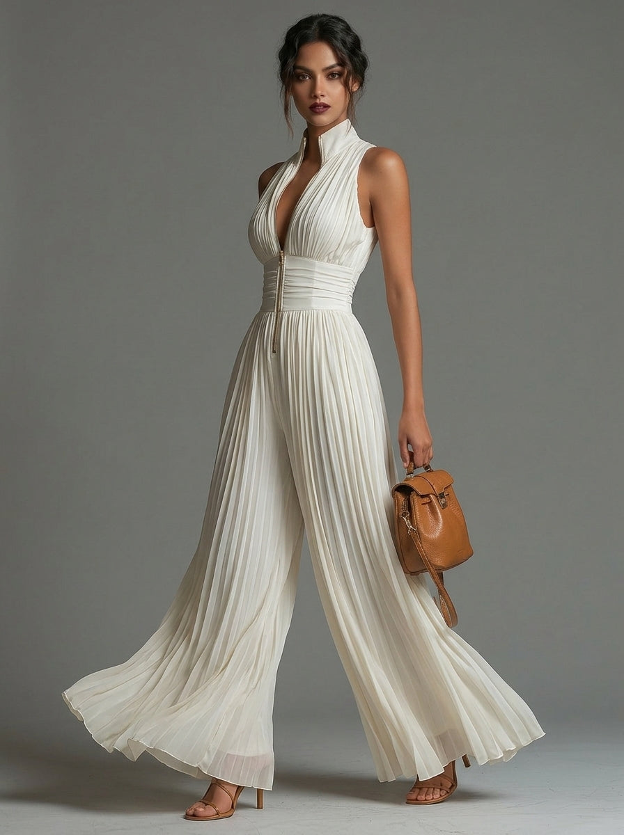 ÉLAN – Skulpturaler Plissee-Jumpsuit