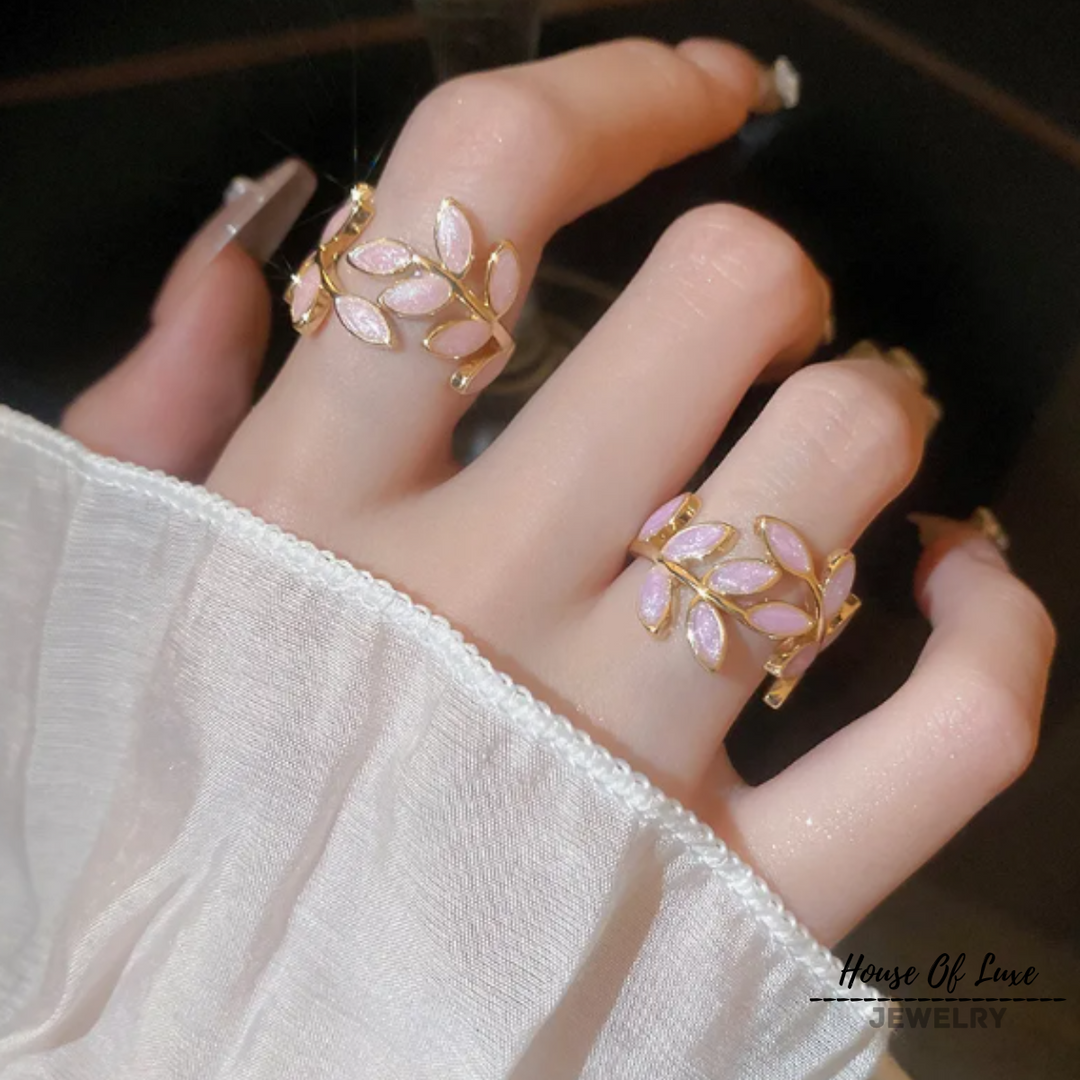 Blattdesign-Ring | Gemeinsam gegen Brustkrebs (1+1 GRATIS)
