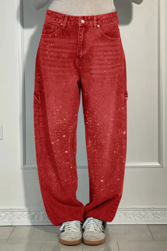 Julia | Trendy Balloon-Carpenter-Jeans mit Glitzer