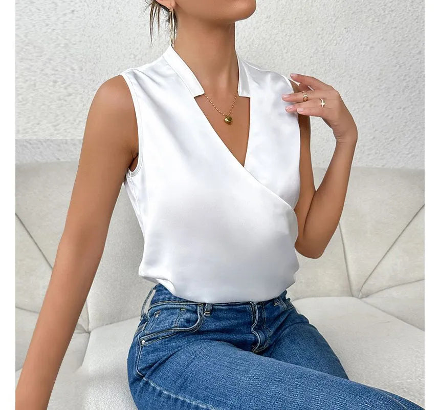 Sarah | Elegantes ärmelloses einfarbiges Top
