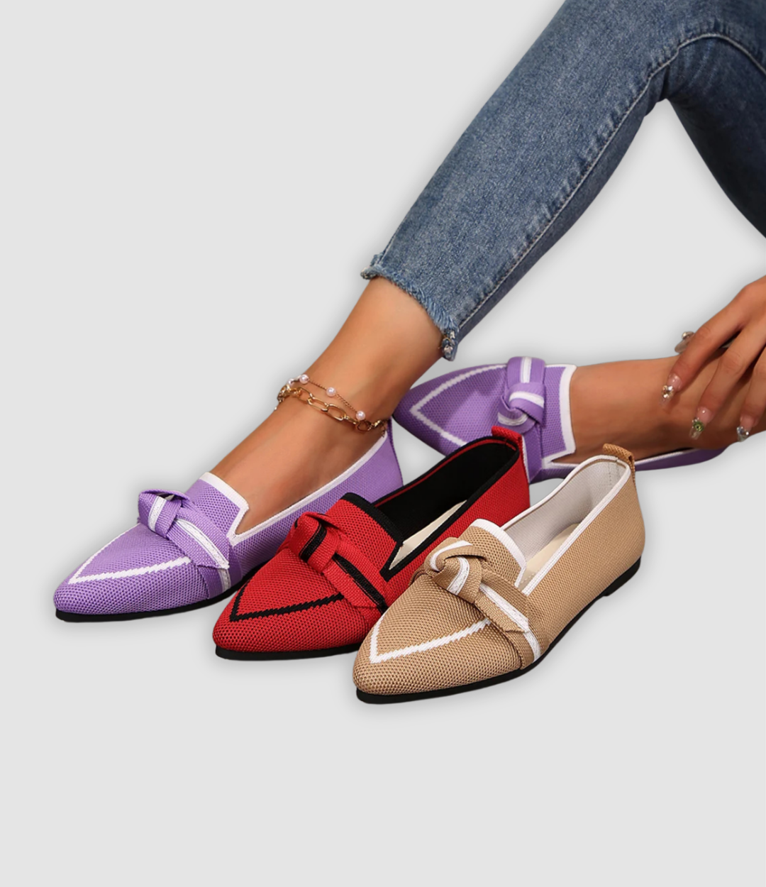 Evelina - Bequeme Mesh-Loafers mit Schleife