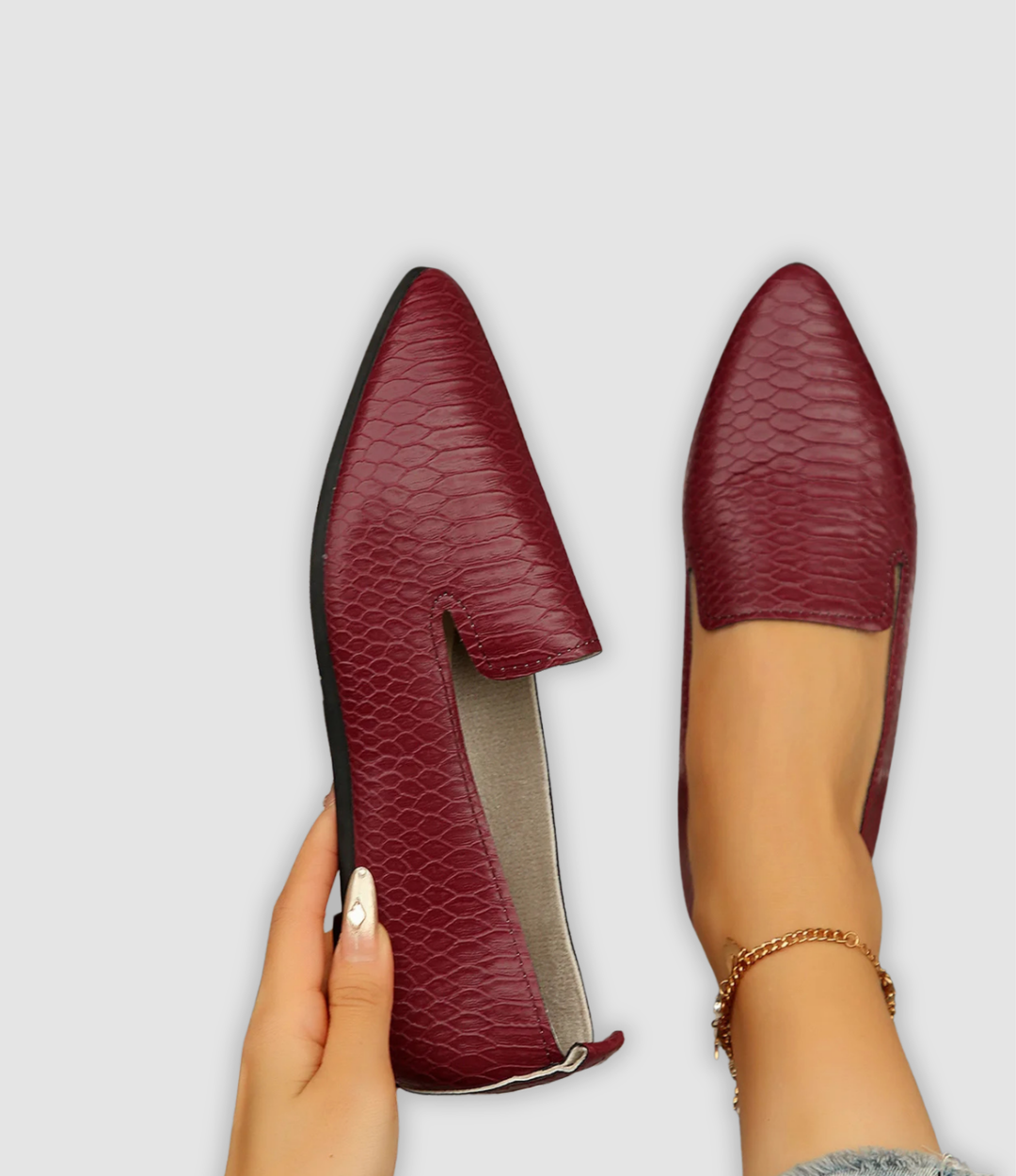 Rowan - Vintage Leder-Loafers mit spitzer Zehenpartie