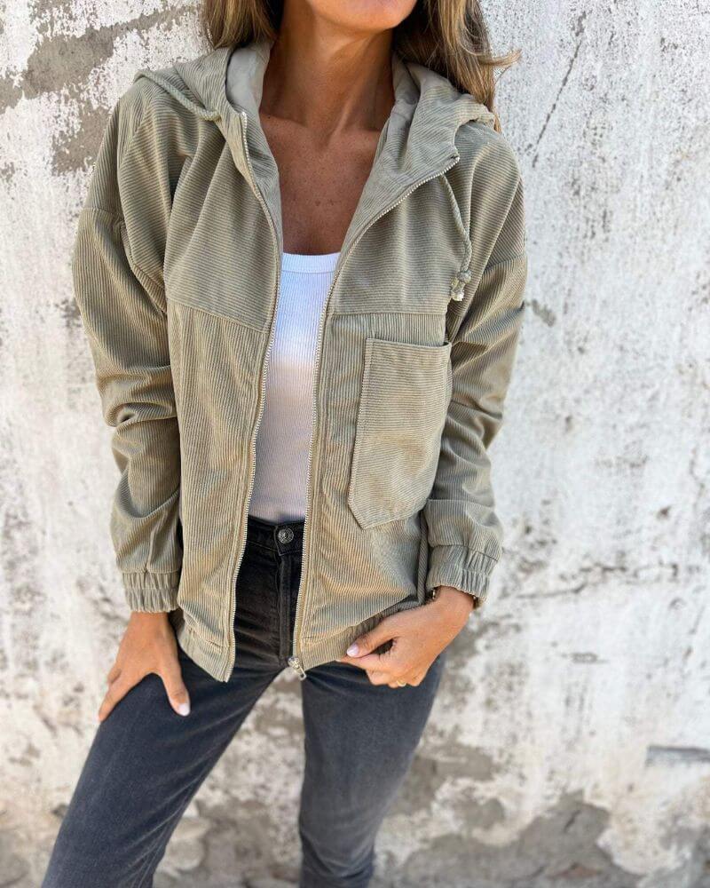 Nathalie™ – Cord-Hoodie mit Reissverschluss