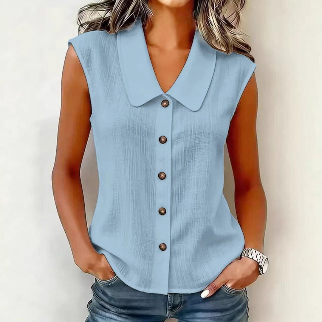Minea – Ärmellose Bluse mit Knöpfen