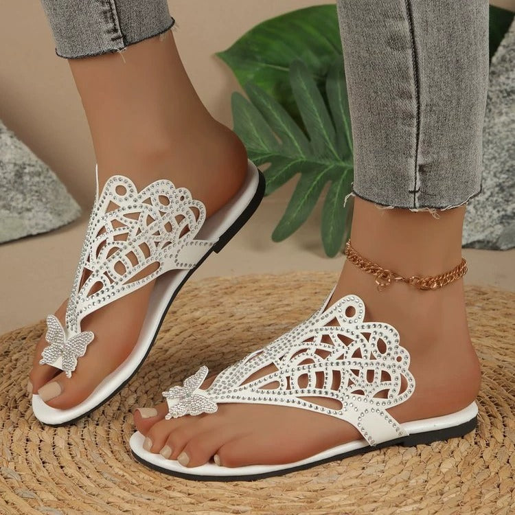 Rosalia - Elegante Ledersandalen mit Schmetterlingsverzierung