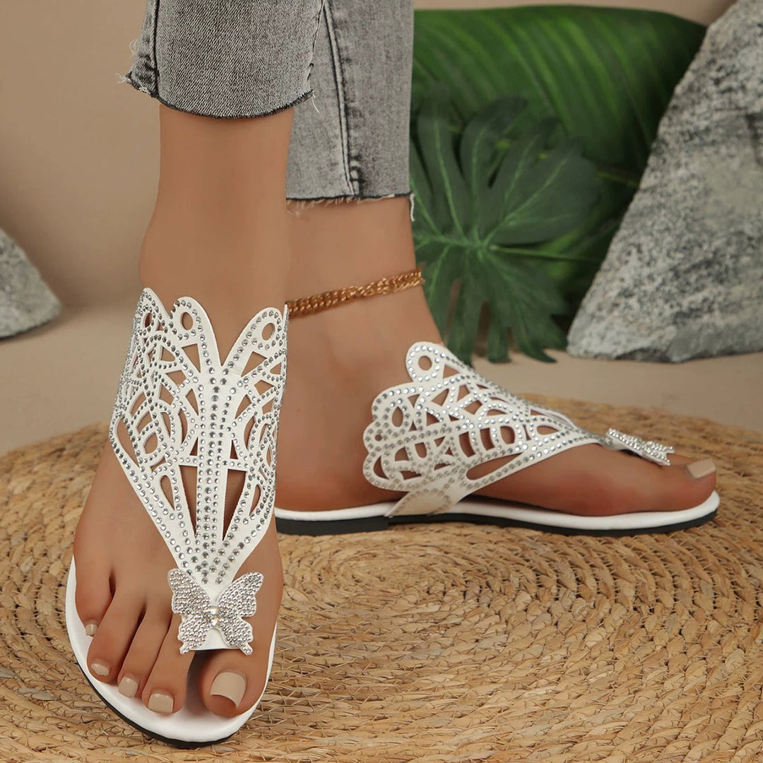 Rosalia - Elegante Ledersandalen mit Schmetterlingsverzierung